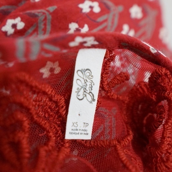 Free people red tunic floral dress size XS - Picture 7 of 7